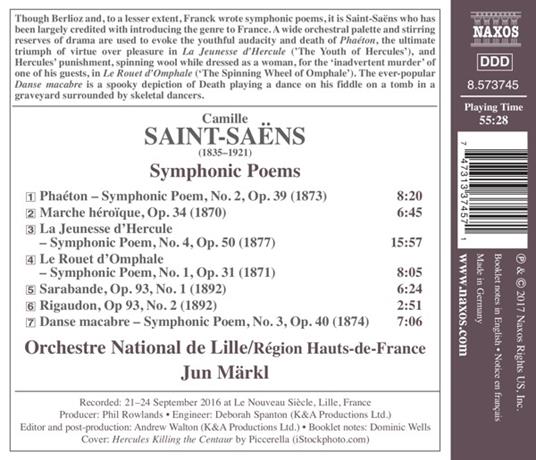 Poemi sinfonici - CD Audio di Camille Saint-Saëns,Orchestre National de Lille,Jun Märkl - 2