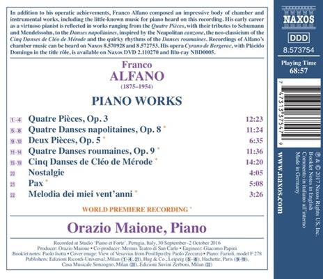 Opere per pianoforte - CD Audio di Franco Alfano,Orazio Maione - 2