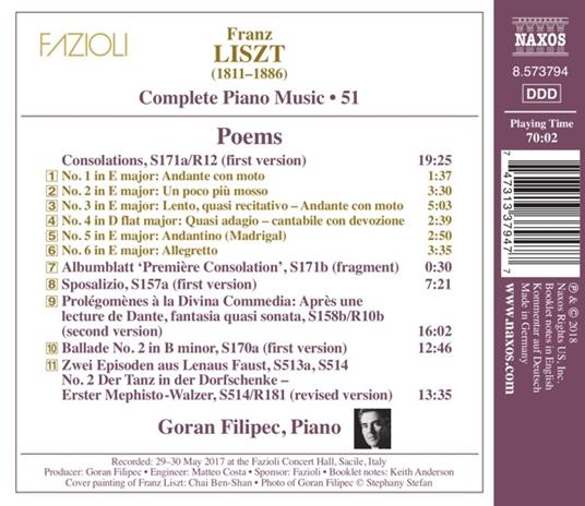 Musica per pianoforte completa vol.51 - CD Audio di Franz Liszt,Goran Filipec - 2