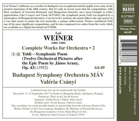 Musica completa per orchestra vol.2 - CD Audio di Budapest Symphony Orchestra,Leo Weiner - 2
