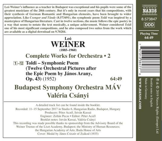 Musica completa per orchestra vol.2 - CD Audio di Budapest Symphony Orchestra,Leo Weiner - 2