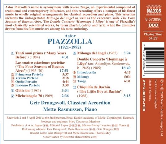 Time for Life. Trascrizioni per fisarmonica e pianoforte - CD Audio di Astor Piazzolla,Mette Rasmussen,Geir Draugsvoll - 2