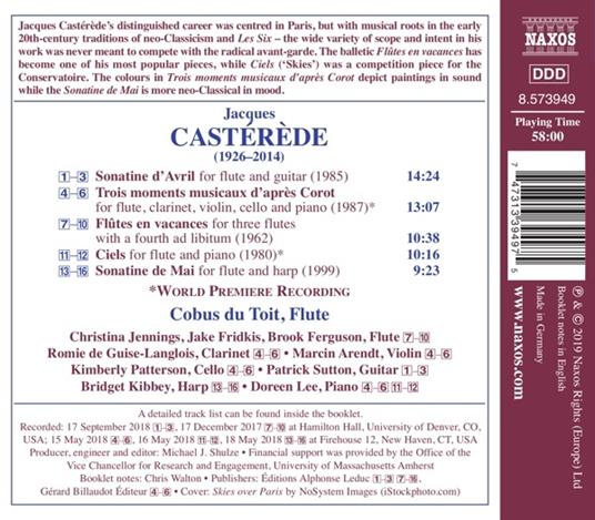 Musica per flauto completa vol.1 - CD Audio di Jacques Castérede - 2