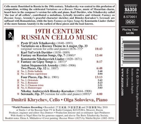 19th Century Russian Cello Music - CD Audio - 2