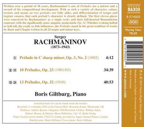 24 Preludi - CD Audio di Sergei Rachmaninov,Boris Giltburg - 2