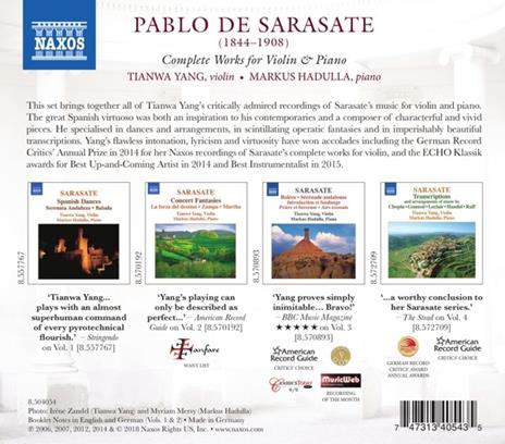 Musica completa per violino e pianoforte - CD Audio di Pablo de Sarasate,Tianwa Yang - 2