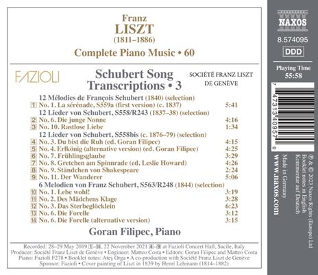 Schubert Song Transcriptions Vol.3 - CD Audio di Franz Liszt,Franz Schubert,Goran Filipec - 2