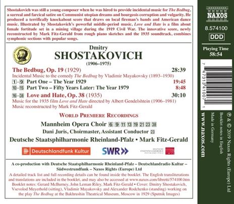 The Bedbug op.19 - Love and Hate (Colonna Sonora) - CD Audio di Dmitri Shostakovich,Mark Fitz-Gerald,Staatsphilharmonie Rheinland-Pfalz - 2