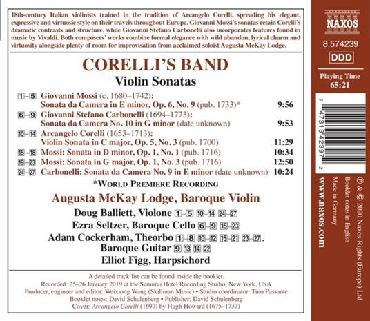 Sonate per violino - Sonata da camera n.10 - CD Audio di Arcangelo Corelli,Giovanni Stefano Carbonelli,Giovanni Mossi - 2