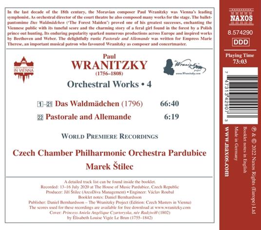 Orchestral Works vol.4 - CD Audio di Paul Wranitzky - 2