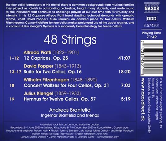 48 Strings - Music For One, Two, Four And Twelve Cellos - CD Audio di Andreas Brantelid - 2