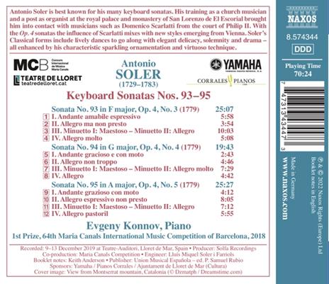 Keyboard Sonatas Nos. 93-95 - CD Audio di Antonio Soler - 2