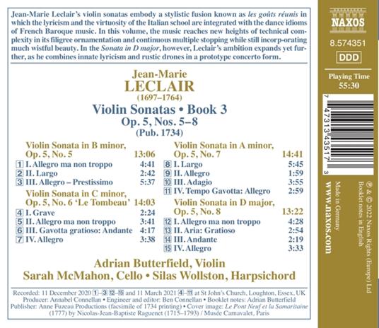 Sonate per violino complete. Book 3 - CD Audio di Jean-Marie Leclair - 2