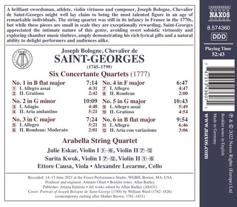 Six Concertante Quartets - CD Audio di Joseph Boulogne Saint George - 2