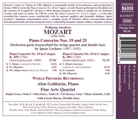 Piano Concertos Nr. 19 And 25 - CD Audio di Wolfgang Amadeus Mozart - 2