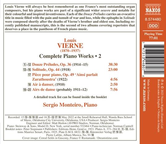 Complete Piano Works Vol.2 - CD Audio di Louis Vierne,Sergio Monteiro - 2
