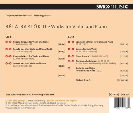 Opere per violino e pianoforte - CD Audio di Bela Bartok - 2