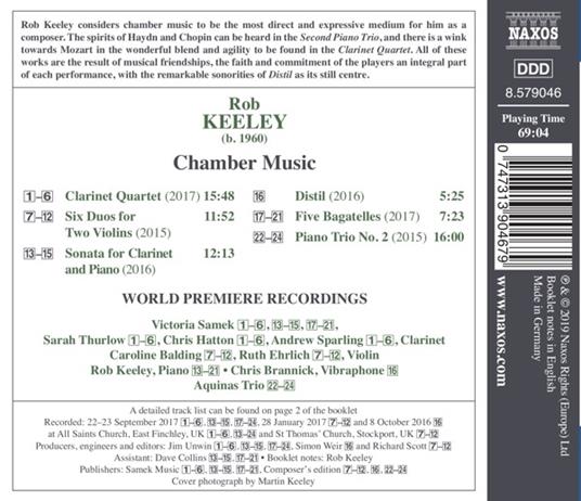 Chamber Works. Musica da Camera - CD Audio di Rob Keeley - 2