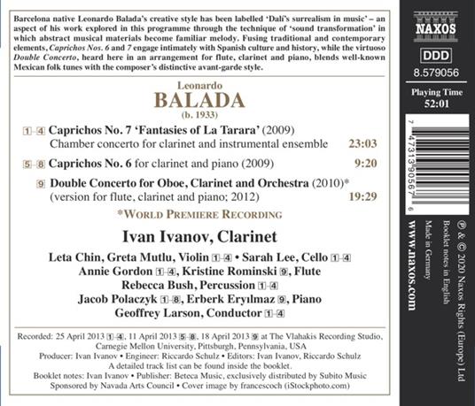 Musica Per Clarinetto - CD Audio di Leonardo Balada - 2