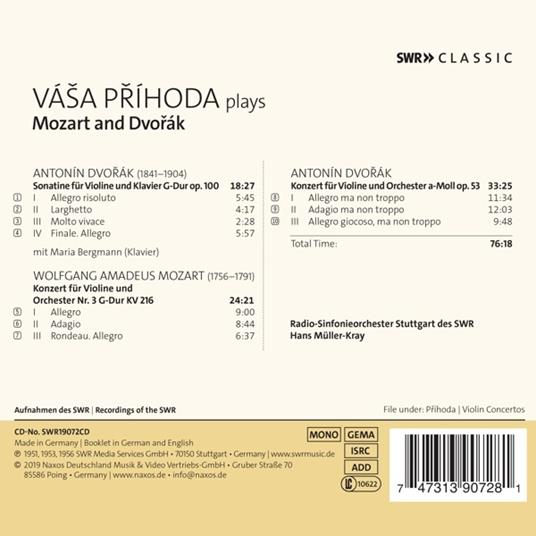 Concerto per violino op.53 - Sonatina - CD Audio di Antonin Dvorak,Wolfgang Amadeus Mozart,Radio Symphony Orchestra Stoccarda - 2
