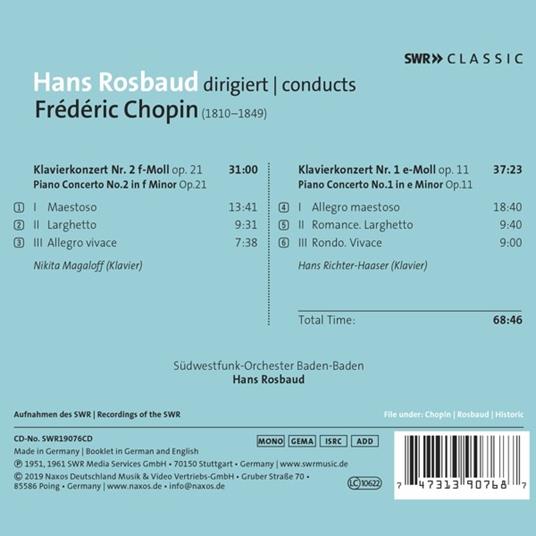 Concerto per pianoforte n.1, n.2 - CD Audio di Frederic Chopin,Hans Rosbaud - 2