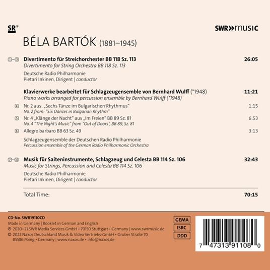 Sauer Organ Glocke Bremen: Orgelpunkt - CD Audio di Bela Bartok - 2