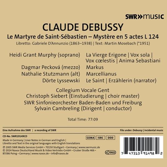 Le Martyre De Saint-Sebastien - CD Audio di Claude Debussy,Collegium Vocale Gent - 2