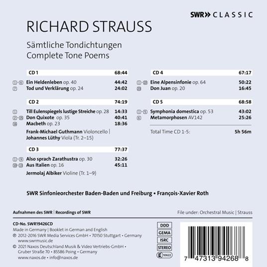 Complete Tone Poems - CD Audio di Richard Strauss,François-Xavier Roth - 2