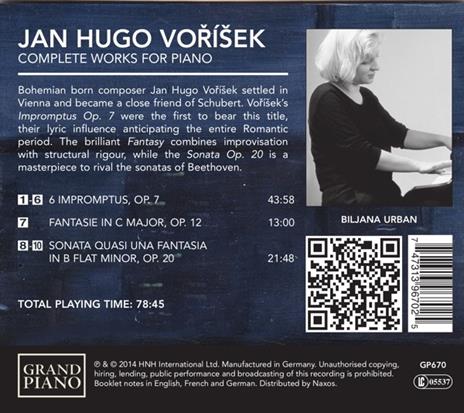 Opere per pianoforte vol.1 - CD Audio di Jan Vaclav Hugo Vorisek - 2
