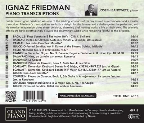 Trascrizioni per pianoforte - CD Audio di Ignaz Friedman - 2