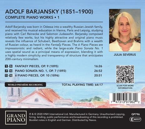 Opere Per Pianoforte (Integrale), Vol.1 - CD Audio di Julia Severus,Adolf Barjansky - 2