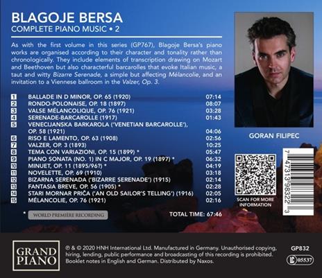 Opere Per Pianoforte (Integrale), Vol.2 - CD Audio di Goran Filipec,Blagoje Bersa - 3