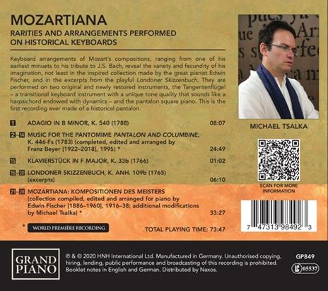 Mozartiana - Rarities and arrangements performed on historical keyboards. - CD Audio di Wolfgang Amadeus Mozart,Michael Tsalka - 2