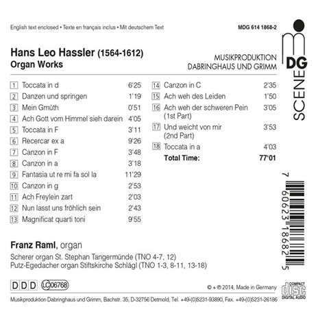Opere per organo - CD Audio di Hans Leo Hassler,Franz Raml - 2