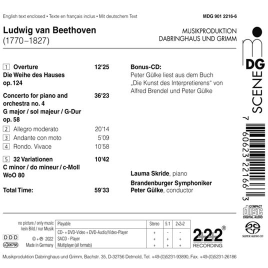 Ouverture: Weihe Des Hauses / Piano Concerto No.4 (Sacd) - SuperAudio CD di Ludwig van Beethoven - 2