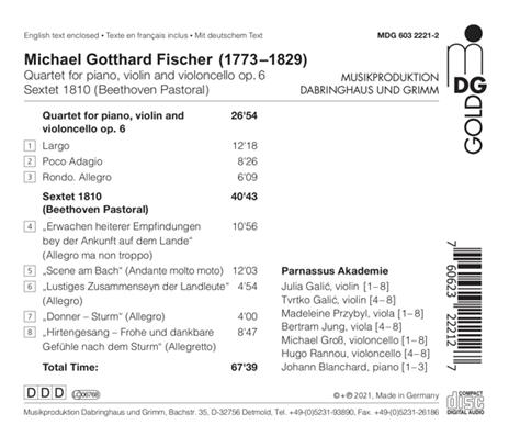 Michael Gotthard Fischer. Piano Qtet No.6-Sextet 1810 - CD Audio di Parnassus Akademie - 2
