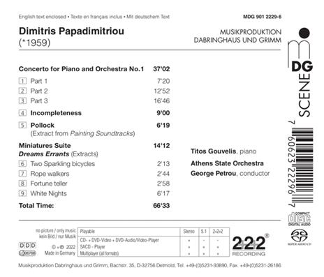 Concerto For Piano - Orchestral Works - CD Audio di Dimitris Papadopoulos - 2