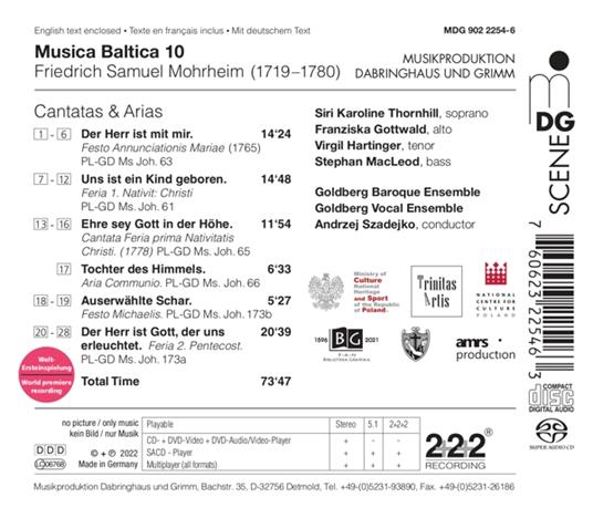 Cantatas & Arias - CD Audio di Goldberg Baroque Ensemble,Friedrich Christian Samuel Mohrheim - 2