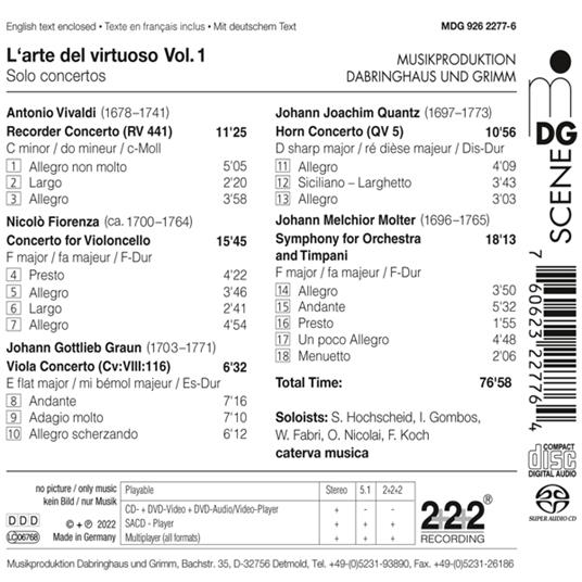 L'Arte Del Virtuoso Vol. 1. Solo Concertos - CD Audio di Caterva Musica - 2