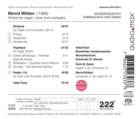 Works For Organ, Chor And Orchestra (Sacd) - SuperAudio CD di Bernd Wilden - 2