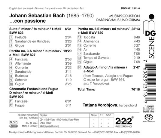 ...Con Passione - CD Audio di Johann Sebastian Bach,Tatjana Vorobjova - 2