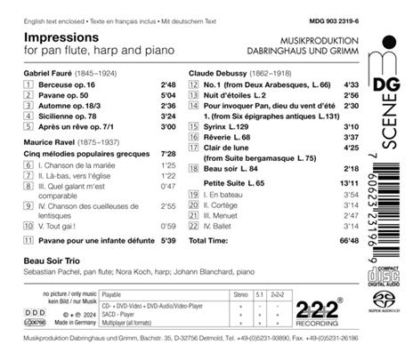 Impressions For Pan Flute, Harp And Piano - CD Audio di Beau Soir Trio - 2