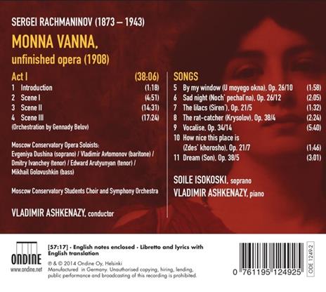 Monna Vanna - CD Audio di Sergei Rachmaninov - 2
