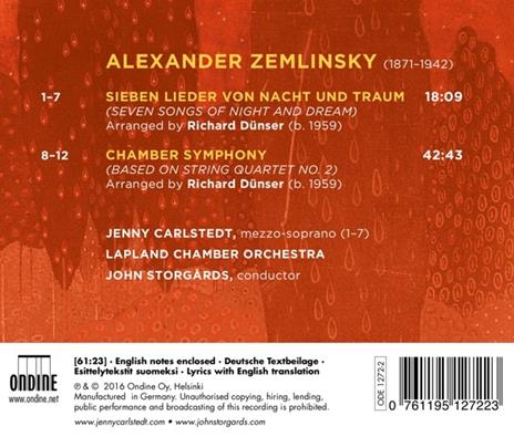 7 Lieder Von Nacht und Traum - Sinfonia da camera - CD Audio di Alexander Von Zemlinsky - 2