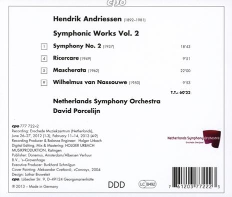 Musica orchestrale completa vol.2 - CD Audio di Netherlands Symphony Orchestra,David Porcelijn,Hendrik Andriessen - 2