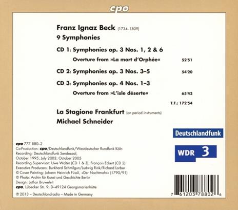 9 Sinfonie - CD Audio di Franz Ignaz Beck,Michael Schneider,La Stagione - 2