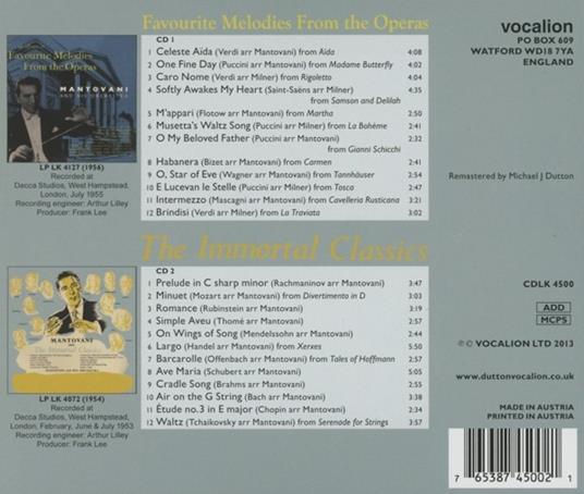 Favourite Melodies From.. - CD Audio di Mantovani Orchestra - 2