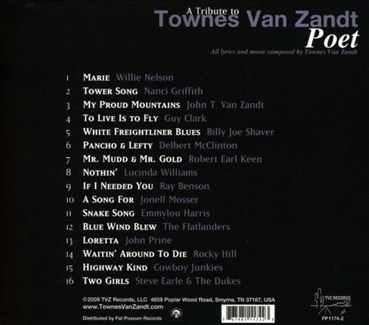 Townes Van Zandt Tribute Poet - CD Audio di Townes Van Zandt - 2