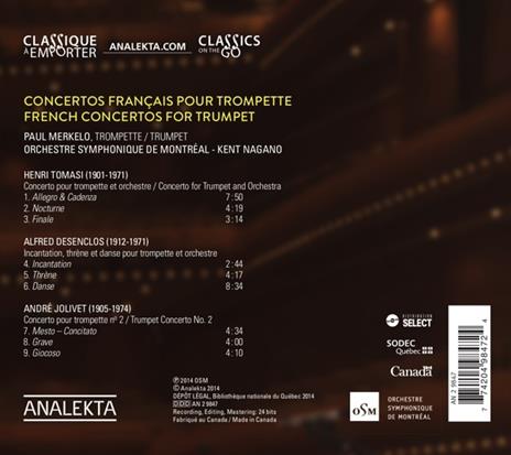 Concerti francesi per tromba - CD Audio di Kent Nagano,Orchestra Sinfonica di Montreal,Paul Merkelo - 2