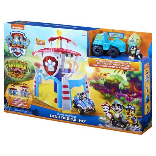 PAW Patrol , Quartiere Generale Dino con effetti sonori, esclusivo personaggio Rex e veicolo - 7